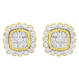 10K Yellow Gold Plated .925 Sterling Silver 1/2 cttw Round-Cut Diamond Halo Sunburst Stud Earrings (I-J Color, I2-I3 Clarity)