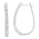 .925 Sterling Silver 1/4 cttw Miracle-Set Round-Cut Diamond Hoop Earring (I-J Color, I2-I3 Clarity)