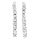 .925 Sterling Silver 1/4 cttw Miracle-Set Round-Cut Diamond Hoop Earring (I-J Color, I2-I3 Clarity)