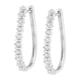 .925 Sterling Silver 1/4 cttw Miracle-Set Round-Cut Diamond Hoop Earring (I-J Color, I2-I3 Clarity)