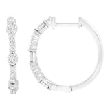 .925 Sterling Silver 1/4 cttw Alternating Prong and Miracle Set Round-cut Diamond Hoop Earring (I-J Color, I2-I3 Clarity)