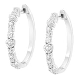 .925 Sterling Silver 1/4 cttw Alternating Prong and Miracle Set Round-cut Diamond Hoop Earring (I-J Color, I2-I3 Clarity)