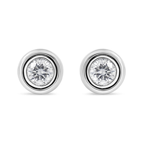 .925 Sterling  Silver 1/5 Cttw Lab-Grown Round Brilliant-Cut Diamond Modern Bezel-Set Stud Earring (F-G Color, VS2-SI1 Clarity)