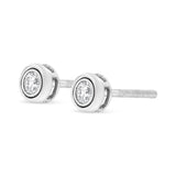 .925 Sterling  Silver 1/5 Cttw Lab-Grown Round Brilliant-Cut Diamond Modern Bezel-Set Stud Earring (F-G Color, VS2-SI1 Clarity)