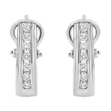 .925 Sterling Silver 1/2 cttw Channel-Set Round-Cut Diamond Omega Back Huggy Hoop Earrings (I-J Color, I1-I2 Clarity)