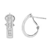 .925 Sterling Silver 1/2 cttw Channel-Set Round-Cut Diamond Omega Back Huggy Hoop Earrings (I-J Color, I1-I2 Clarity)