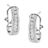 .925 Sterling Silver 1/2 cttw Channel-Set Round-Cut Diamond Omega Back Huggy Hoop Earrings (I-J Color, I1-I2 Clarity)