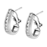 .925 Sterling Silver Channel Set 1/2 Cttw Lab Grown Round Diamond Omega Back Huggy Hoop Earrings (F-G Color, SI1-SI2 Clarity)