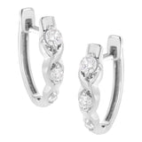 .925 Sterling Silver 1/4 cttw Prong Set Round-Cut Diamond Twist and Swirl Hoop Earring (I-J Color, I2-I3 Clarity)