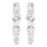 .925 Sterling Silver 1/4 cttw Prong Set Round-Cut Diamond Twist and Swirl Hoop Earring (I-J Color, I2-I3 Clarity)