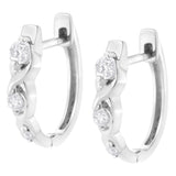 .925 Sterling Silver 1/4 cttw Prong Set Round-Cut Diamond Twist and Swirl Hoop Earring (I-J Color, I2-I3 Clarity)