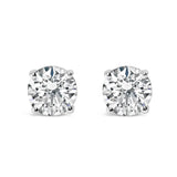 .925 Sterling Silver 1.0 Carat Round Brilliant Cut Lab Grown White Diamond 4-Prong Classic Solitaire Stud Earrings