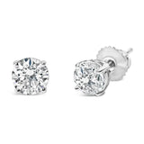 .925 Sterling Silver 1.0 Carat Round Brilliant Cut Lab Grown White Diamond 4-Prong Classic Solitaire Stud Earrings