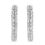 .925 Sterling Silver 1/2 Cttw Diamond Wire Cage Style Hoop Earring (I-J Color, I2-I3 Clarity)