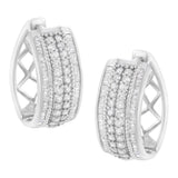 .925 Sterling Silver 1.0 Cttw Round and Baguette-Cut Diamond Hoop Earring (H-I Color, I2-I3 Clarity)