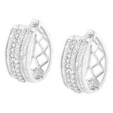 .925 Sterling Silver 1.0 Cttw Round and Baguette-Cut Diamond Hoop Earring (H-I Color, I2-I3 Clarity)