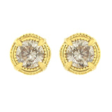 .925 Sterling Silver Round Brilliant Cut Diamond Solitaire Milgrain Stud Earrings - Pack Of: 1