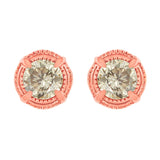 .925 Sterling Silver Round Brilliant Cut Diamond Solitaire Milgrain Stud Earrings - Pack Of: 1