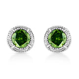 .925 Sterling Silver Treated Colored Diamond Modern 4-Prong Solitaire Milgrain Stud Earrings - Pack Of: 1