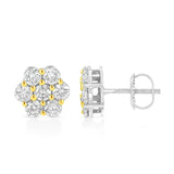 .925 Sterling Silver 1 1/4 Cttw Miracle Set Princess-cut Diamond Solitaire Stud Earrings (H-I Color, I1-I2 Clarity)