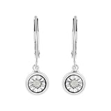 .925 Sterling Silver 1/10 Cttw Bezel-Set Round-Cut Diamond Accent Dangle Earring (I-J Color, I3 Clarity)