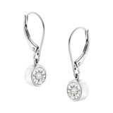 .925 Sterling Silver 1/10 Cttw Bezel-Set Round-Cut Diamond Accent Dangle Earring (I-J Color, I3 Clarity)