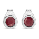 .925 Sterling Silver Bezel Set 3.5mm Created Gemstone Solitaire Stud Earrings