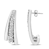 .925 Sterling Silver 0.50 Cttw Round Diamond Graduated Huggie Stud Earrings (I-J Color, I2-I3 Clarity)