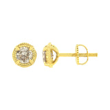 Gold Plated .925 Sterling Silver Modern 4-Prong Solitaire Milgrain Stud Earrings