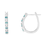 10k White Gold Treated Blue Diamond Hoop Earrings (0.25 cttw, I-J Color, I2-I3 Clarity)