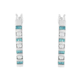 10k White Gold Treated Blue Diamond Hoop Earrings (0.25 cttw, I-J Color, I2-I3 Clarity)