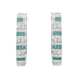 10k White Gold Round and Blue Baguette Diamond Hoop Earrings (0.50 cttw, I-J Color, I2-I3 Clarity)