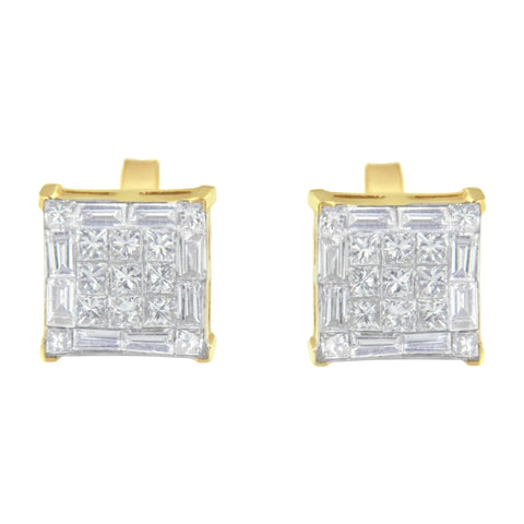 10KT Yellow Gold Diamond Stud Earrings (1 cttw, I-J Color, SI2-I1 Clarity)