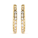 10K Yellow Gold 1.00 Cttw Round and Baguette-Cut Diamond U-Hoop Earrings (H-I Color, SI2-I1 Clarity)