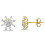 10k Yellow Gold Round and Baguette Diamond Stud Earring (0.50 cttw, H-I Color, I2-I3 Clarity)