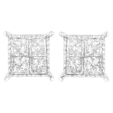 10K White Gold Square Earrings with Princess Cut Diamond (3/4 cttw, I-J Color, I2-I3 Clarity)