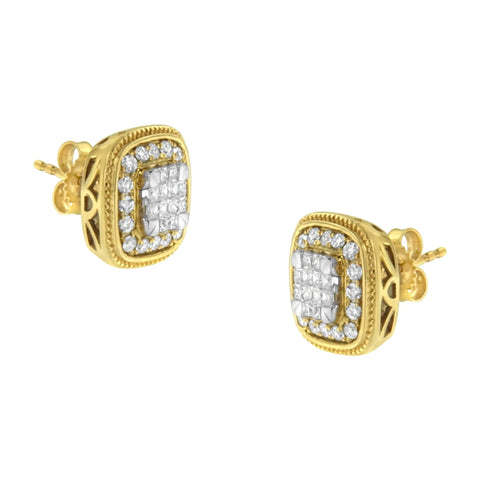 10KT Yellow Gold Diamond Stud Earings (3/4 cttw, H-I Color, SI2-I1 Clarity)