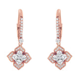 10K Rose Gold 3/4 Cttw Diamond Flower Drop Dangle Earring (I-J Color, I1-I2 Clarity)