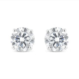 10K White Gold 1.00 Cttw Round Brilliant-Cut Diamond Classic 4-Prong Stud Earrings with Screw Backs (H-I Color, I2-I3 Clarity)