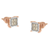 10K Two-Toned Princess-Cut Composite Diamond Stud Earrings (1/2 cttw, J-K Color, I1-I2 Clarity)