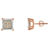 10K Two-Toned Princess-Cut Composite Diamond Stud Earrings (1/2 cttw, J-K Color, I1-I2 Clarity)