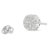 10K White Gold Diamond Cluster Stud Earrings (1 cttw, I-J Color, I2-I3 Clarity)