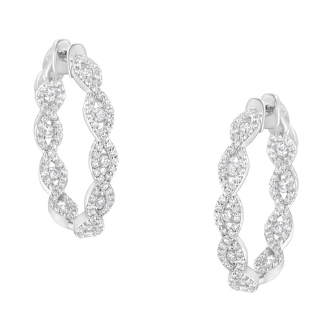 10K White Gold Diamond Hoop Earrings (1 1/2 cttw, H-I Color, I1-I2 Clarity)