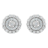 10KT White Gold 1/2 cttw Double Halo Brilliant Round-Cut Diamond Stud Earrings (I-J Clarity, I2-I3 Color)