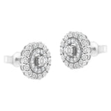 10KT White Gold 1/2 cttw Double Halo Brilliant Round-Cut Diamond Stud Earrings (I-J Clarity, I2-I3 Color)