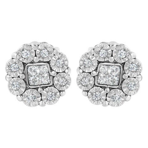 10KT White Gold 1/4ct Diamond Floral Cluster Stud Earring (I-J, I1-I2)