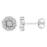 10KT White Gold 1/4ct Diamond Floral Cluster Stud Earring (I-J, I1-I2)