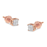 10KT Gold Princess Diamond Stud Earring (1/4 cttw, J-K Color, I1-I2 Clarity)