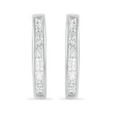 10K White Gold 1.0 cttw Channel Set Princess-Cut Diamond Hoop Huggy Earrings (I-J, I2-I3)