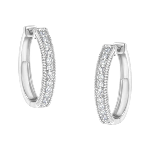 10KT White Gold Diamond Hoop Earring (1.00 cttw, H-I Color, I1-I2 Clarity)